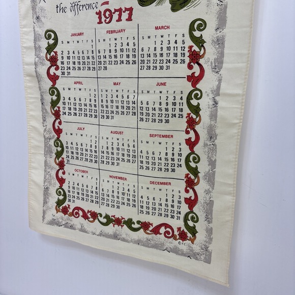 1977 Vtg‎ Hanging Calendar Tea Towel Praying Hands Serenity Prayer God Grant Me - Picture 5 of 9